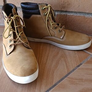 Timberland Wheat and Black High-Top Lace-Up Boots